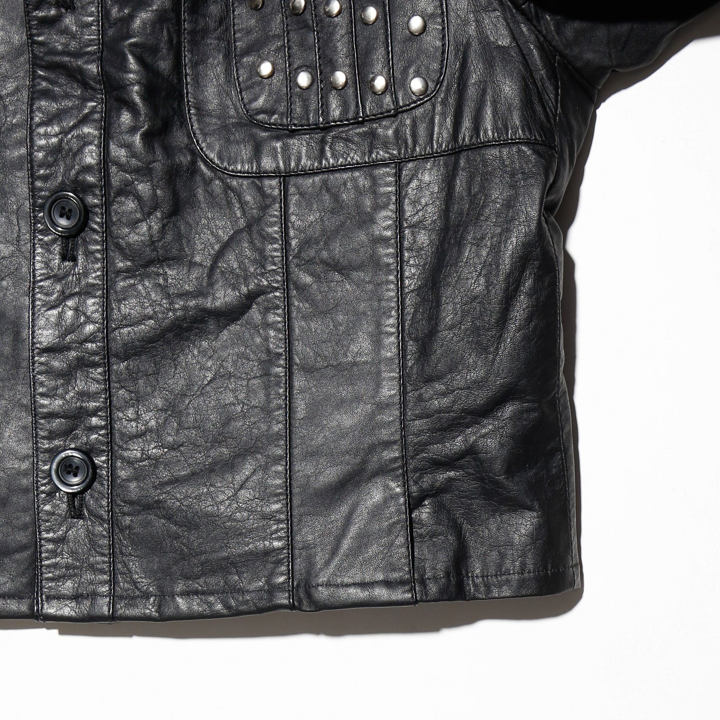 vintage 70's studs leather trucker jacket