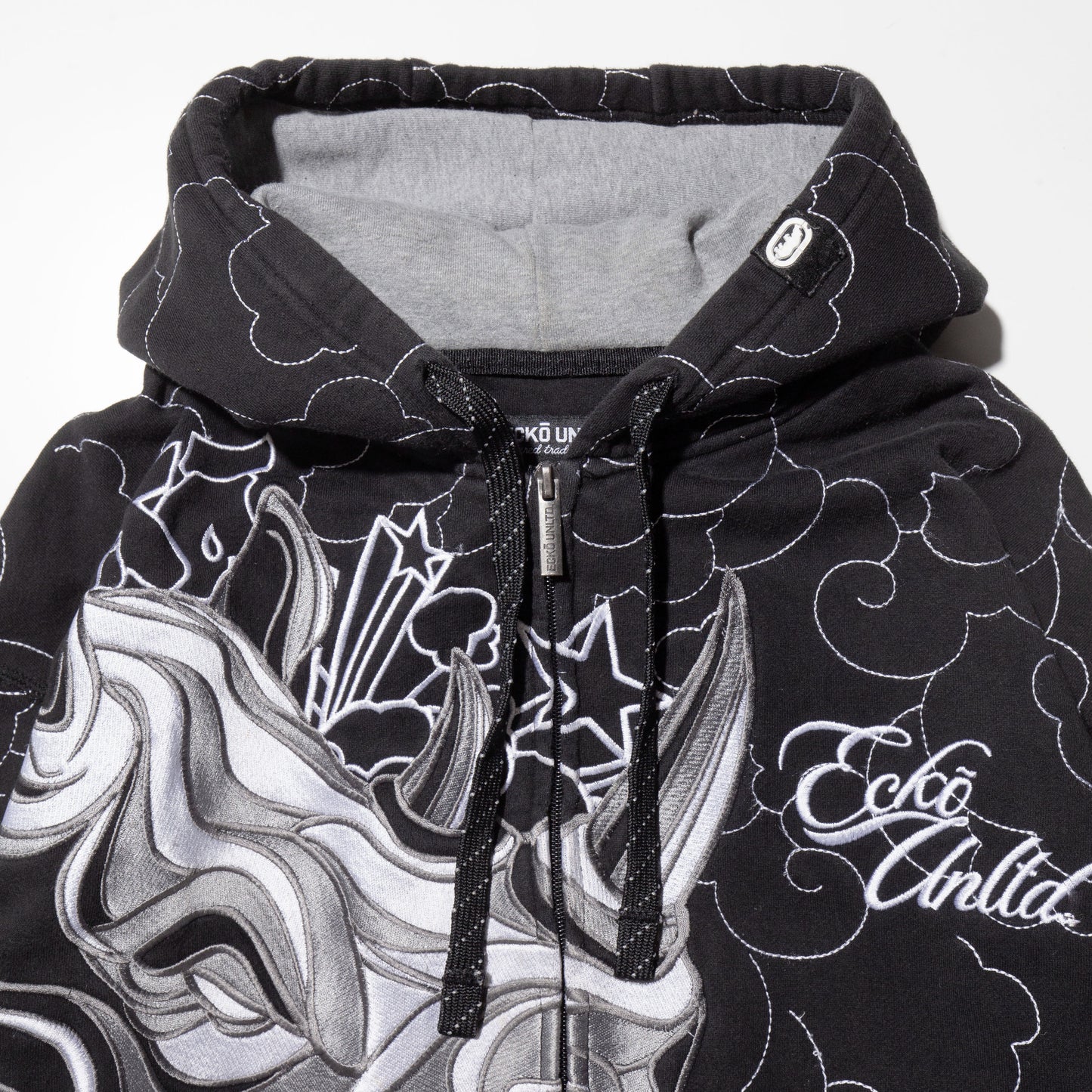 vintage ecko unltd. rhino broderie loose hoodie