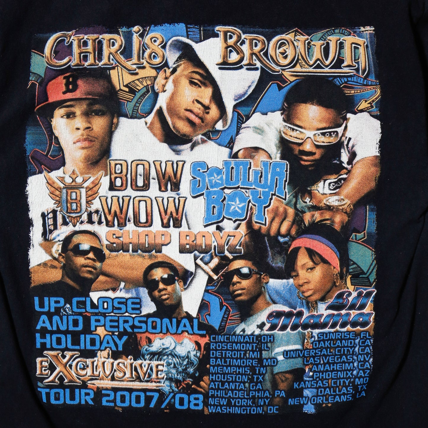 vintage 2007/2008s Chris Brown BOW WOW exclusive tour t-shirt , with SOULJA BOY etc.