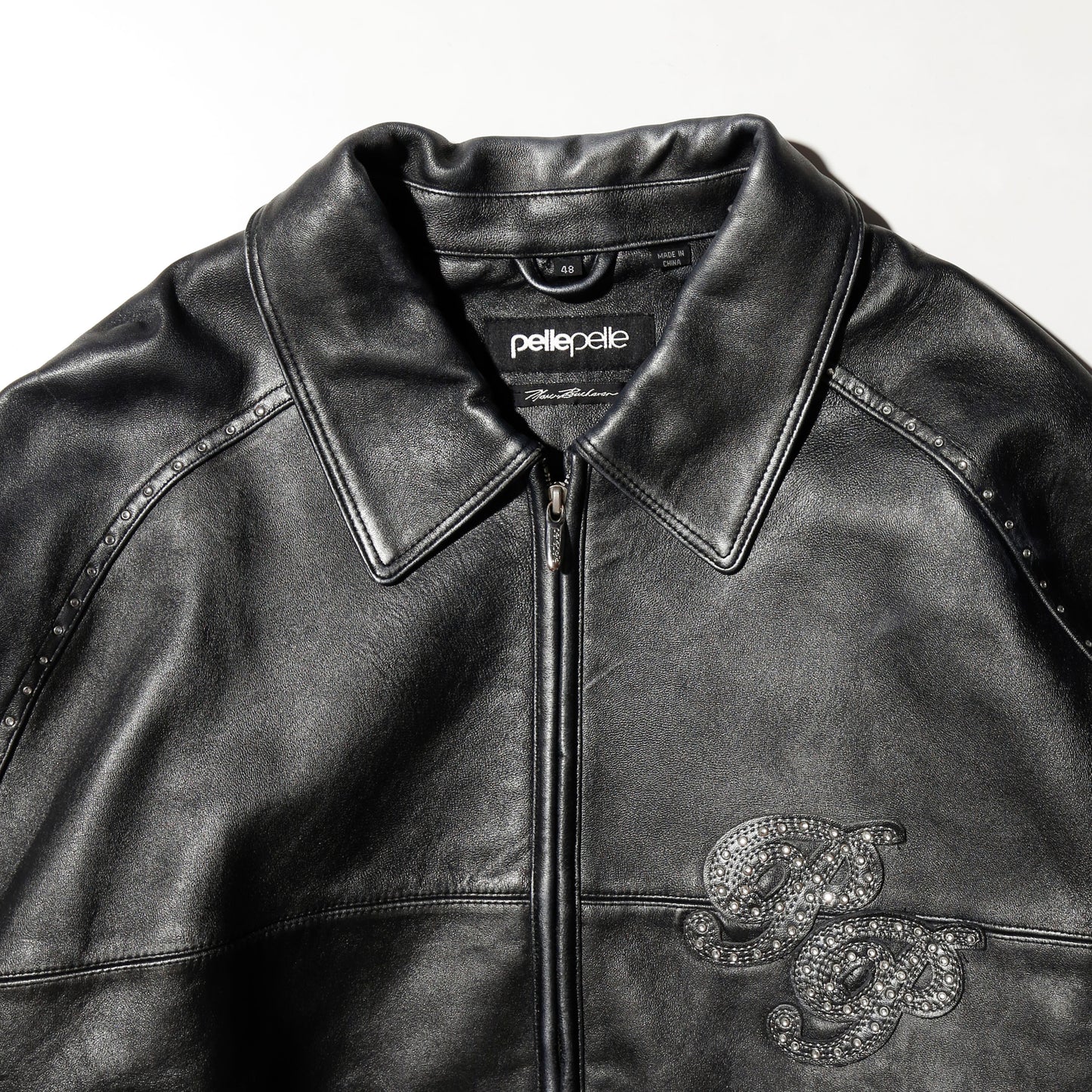 vintage pelle pelle pp rhinestone leather jacket