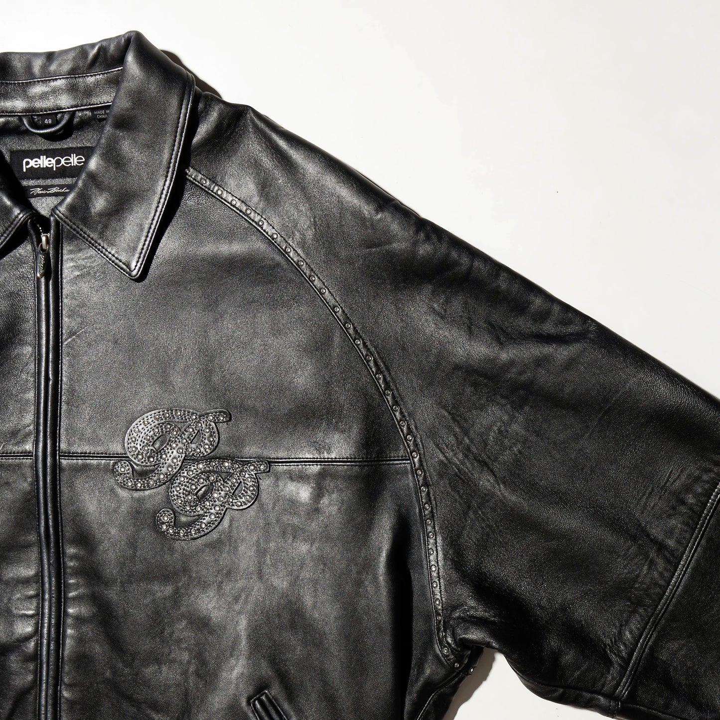 vintage pelle pelle pp rhinestone leather jacket