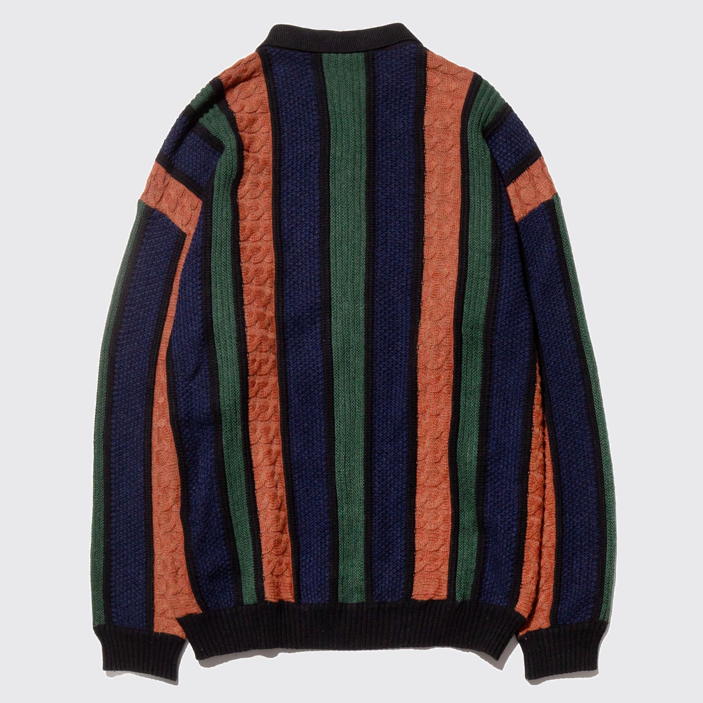 vintage stripe zipped wide sweater