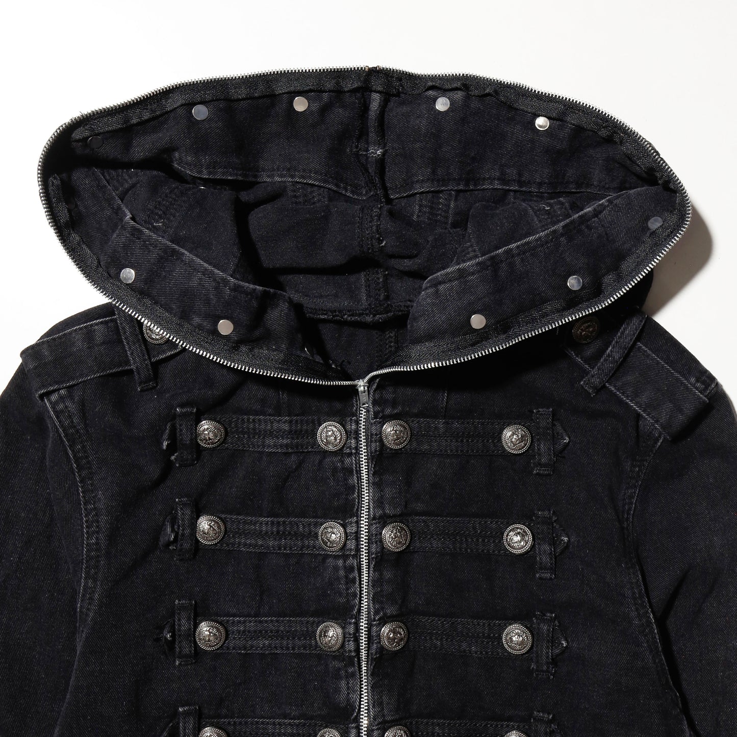 *one-off hooded napoleon jacket