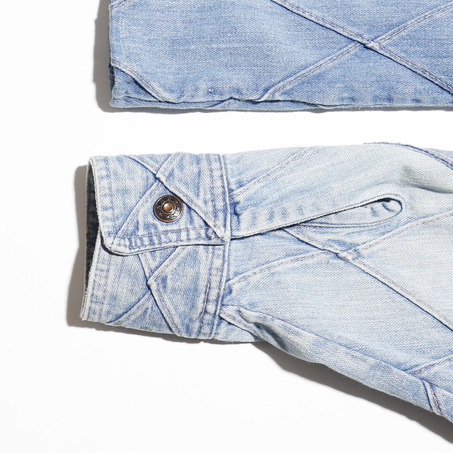 vintage leather collar dia quilting trucker jacket , *resized