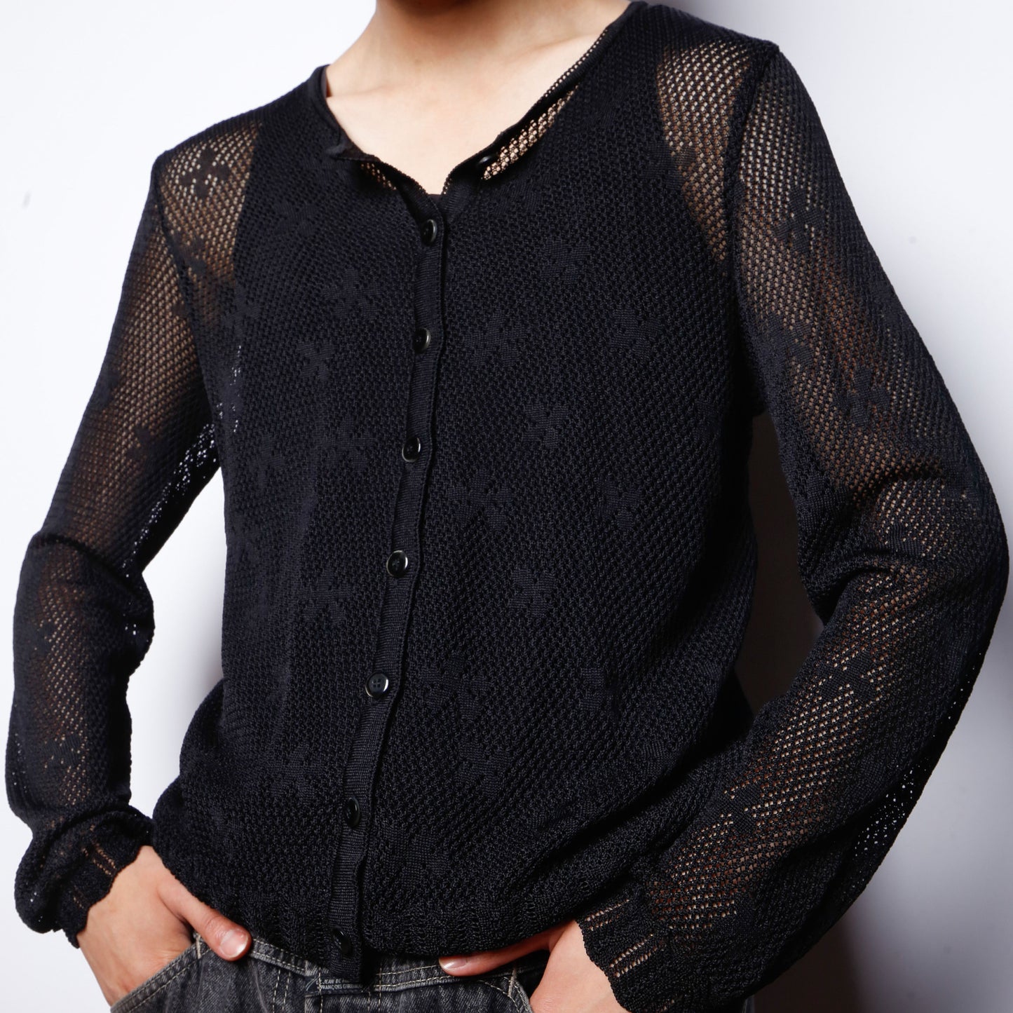 vintage flower mesh cardigan