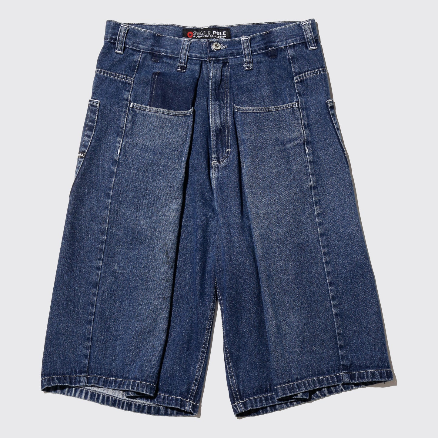 vintage south pole center tuck wide denim shorts