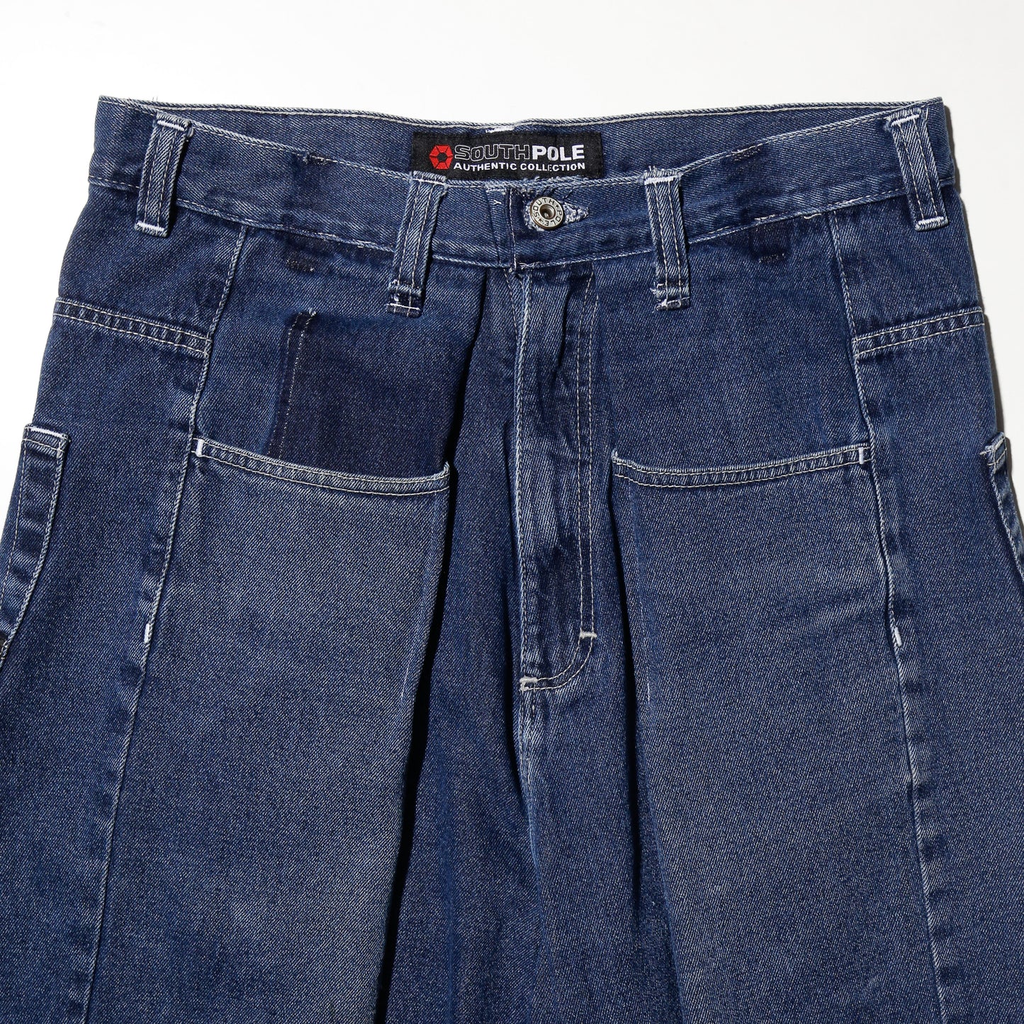 vintage south pole center tuck wide denim shorts