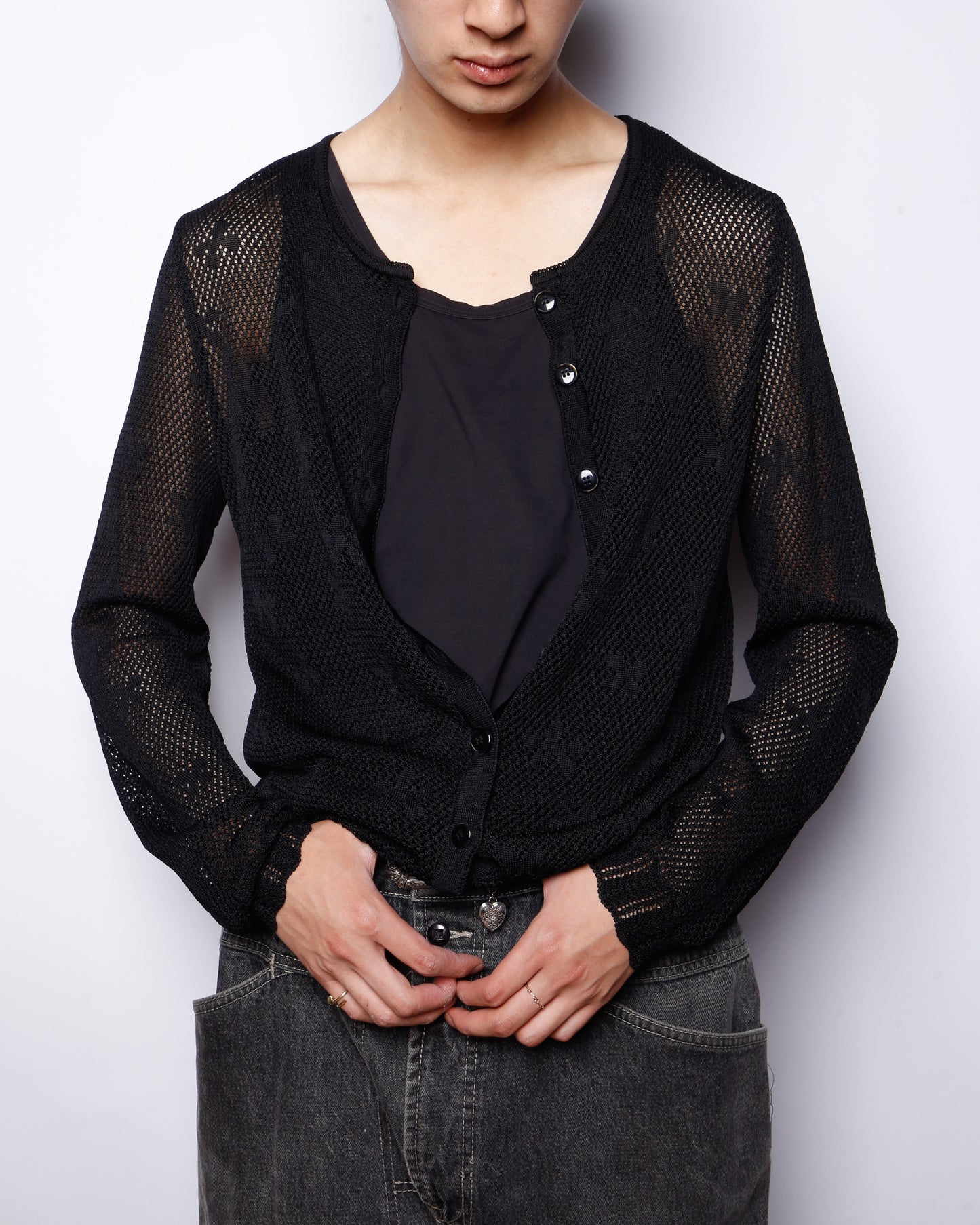 vintage flower mesh cardigan