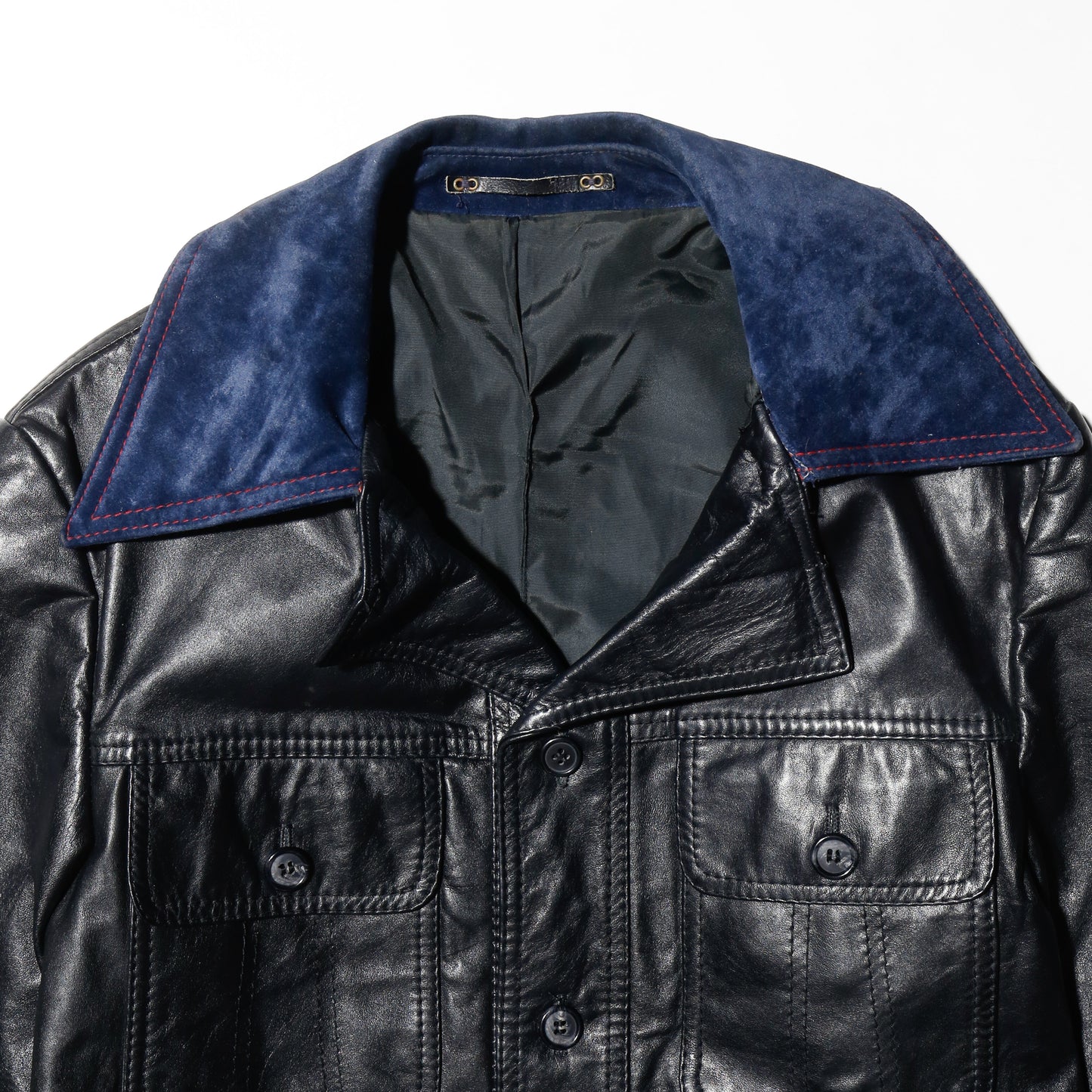 vintage suede collar leather trucker jacket