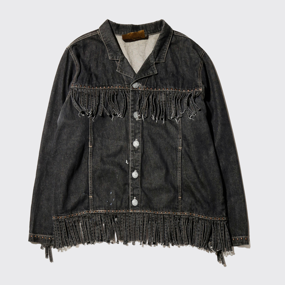 vintage studs fringe trucker jacket