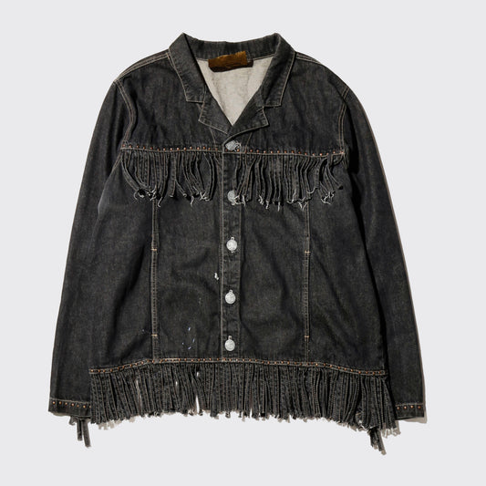 vintage studs fringe trucker jacket