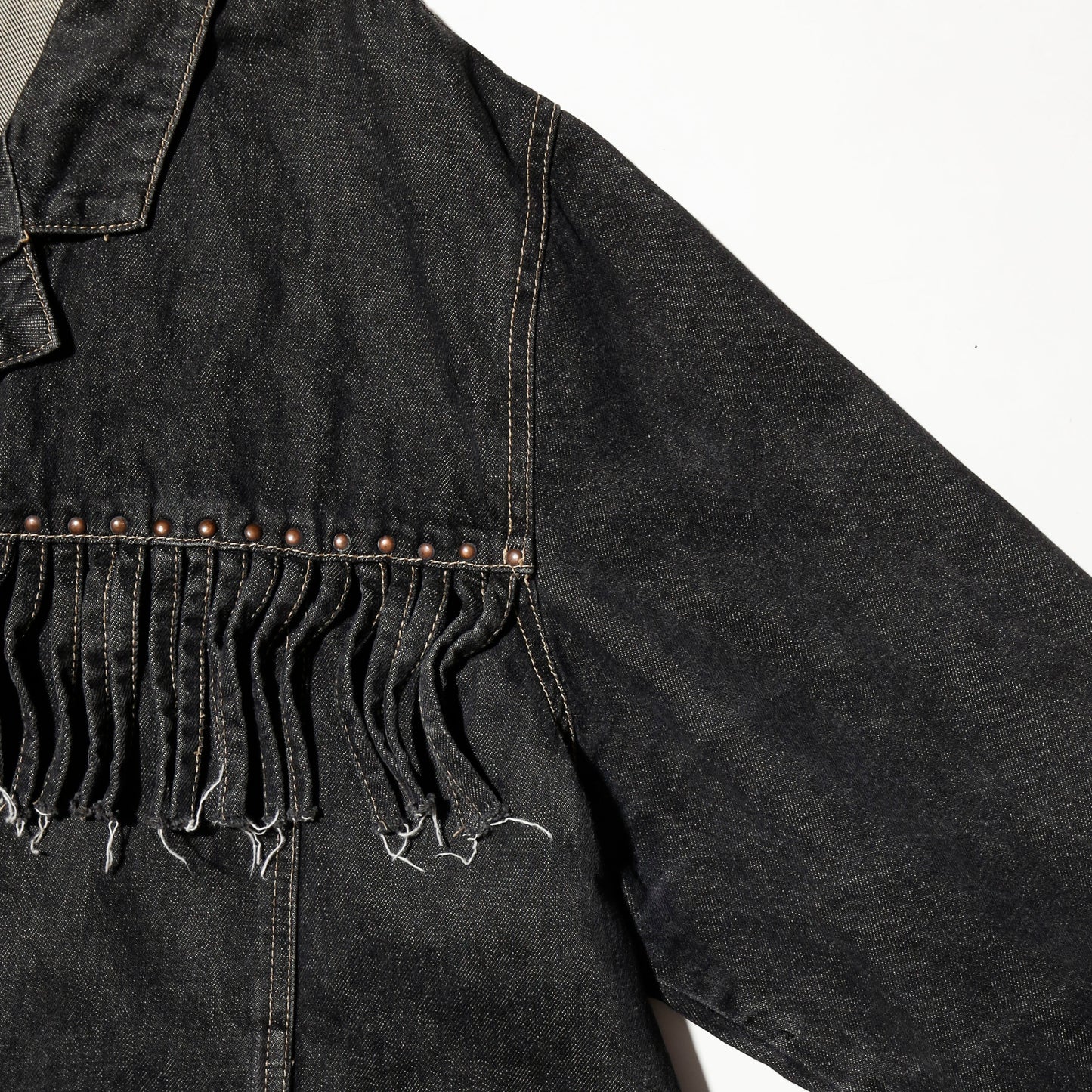 vintage studs fringe trucker jacket