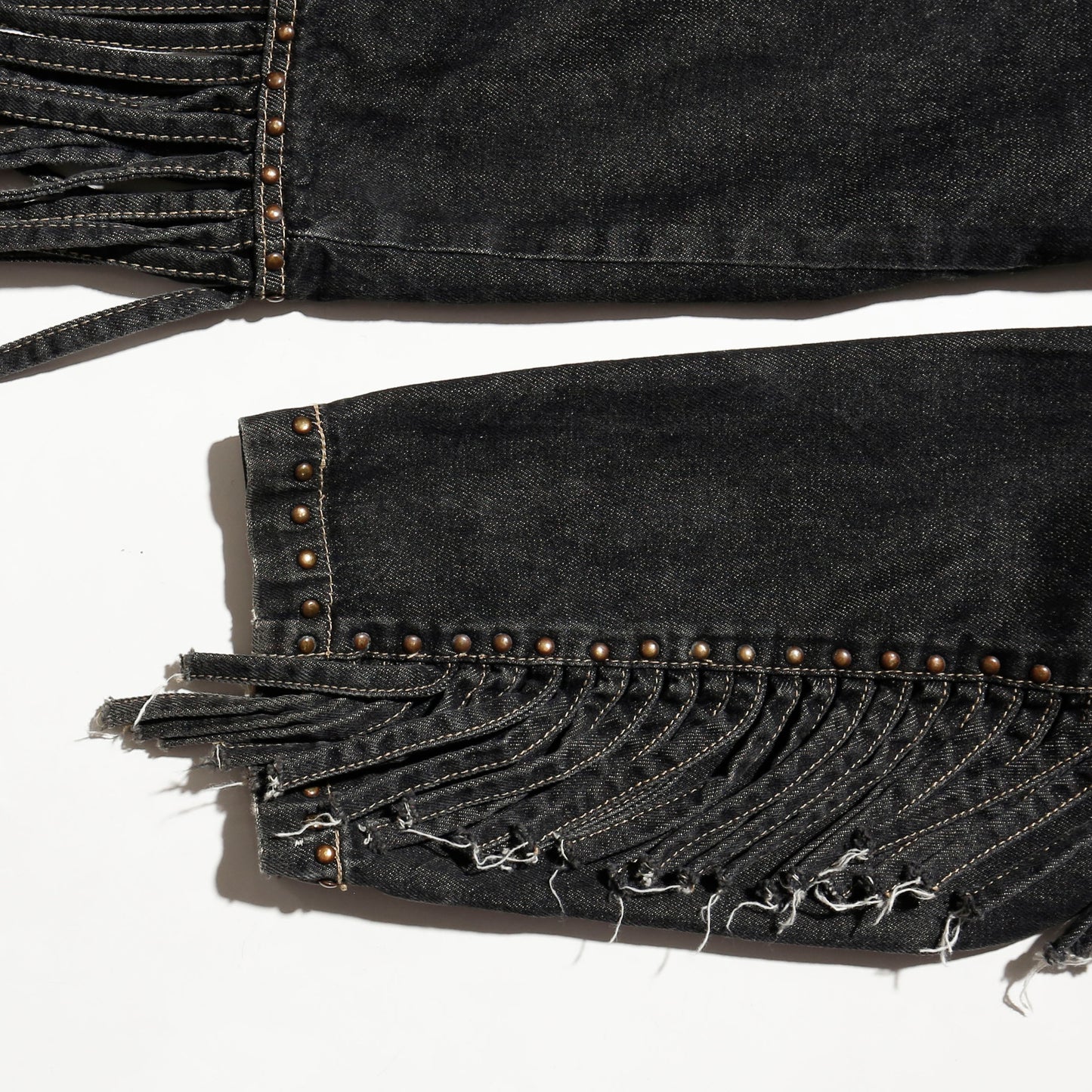 vintage studs fringe trucker jacket