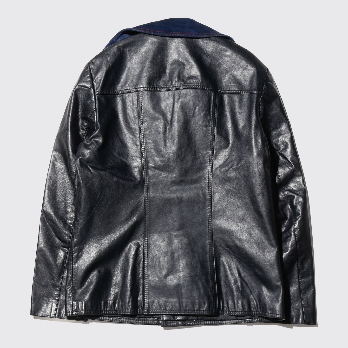 vintage suede collar leather trucker jacket