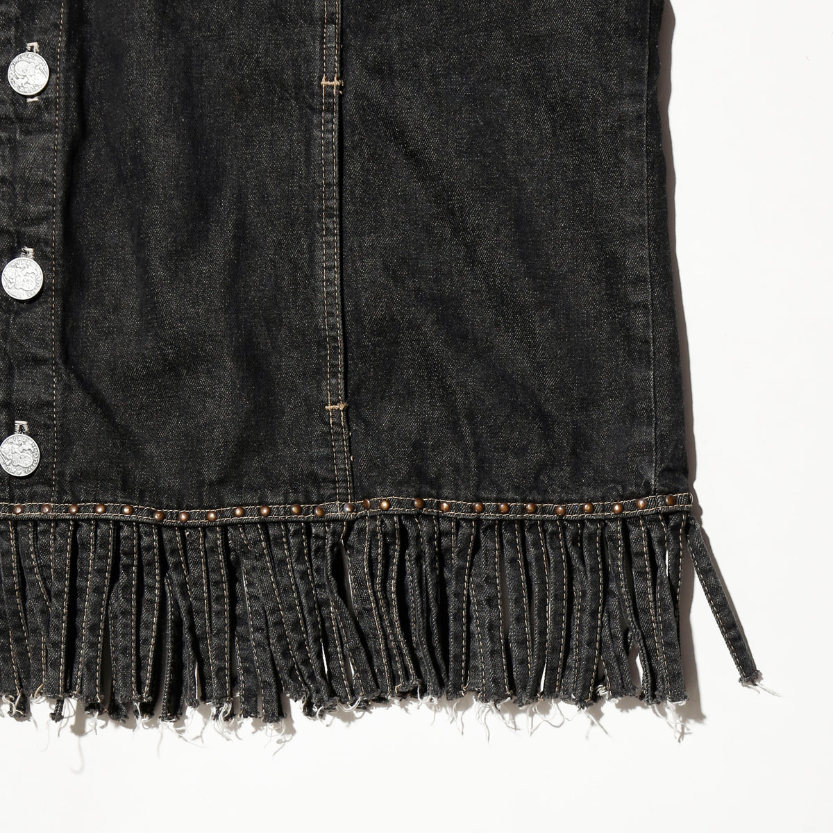 vintage studs fringe trucker jacket