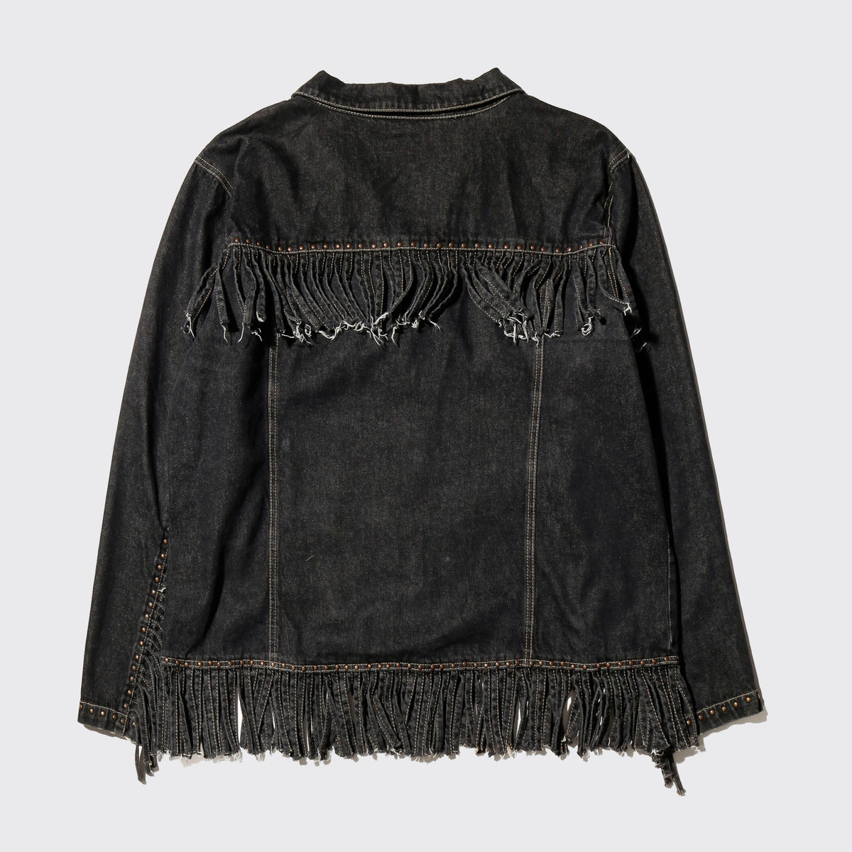 vintage studs fringe trucker jacket