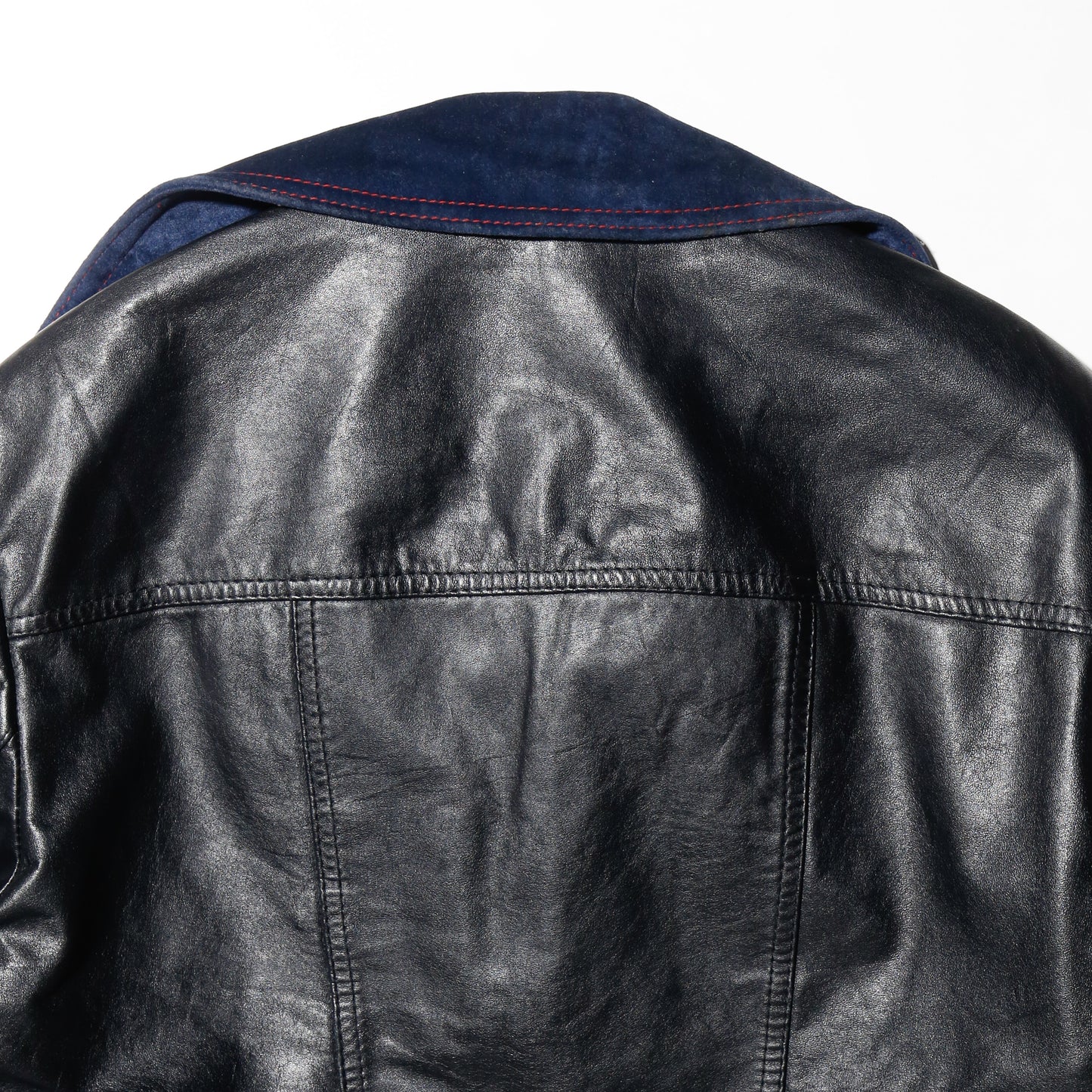 vintage suede collar leather trucker jacket