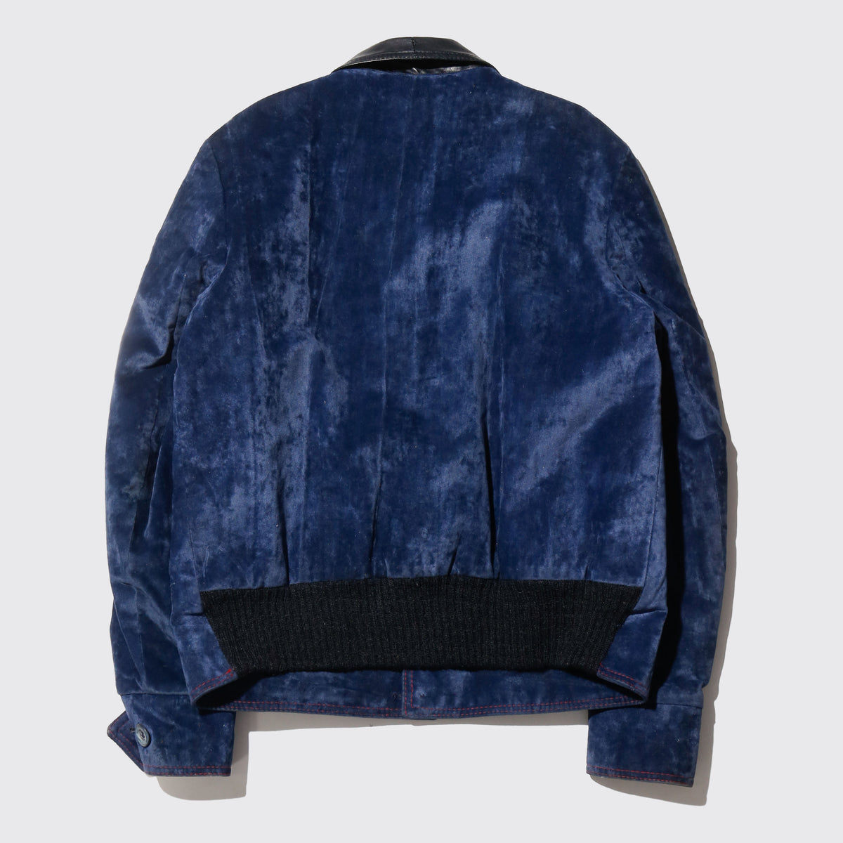 vintage 70's leather collar velvet trucker jacket