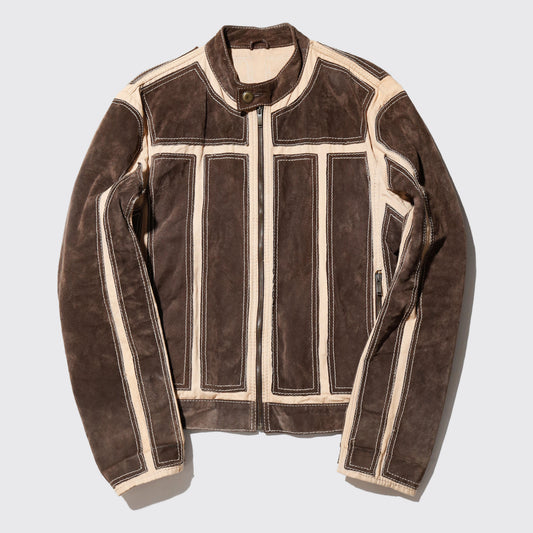 vintage paneled suede motorcycle jacket