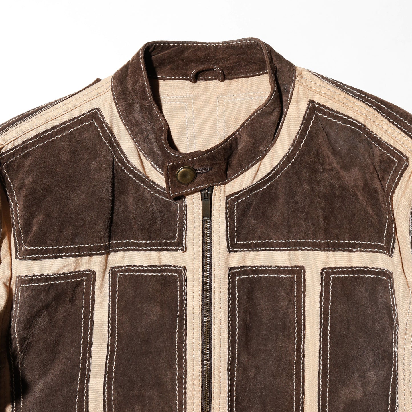 vintage paneled suede motorcycle jacket