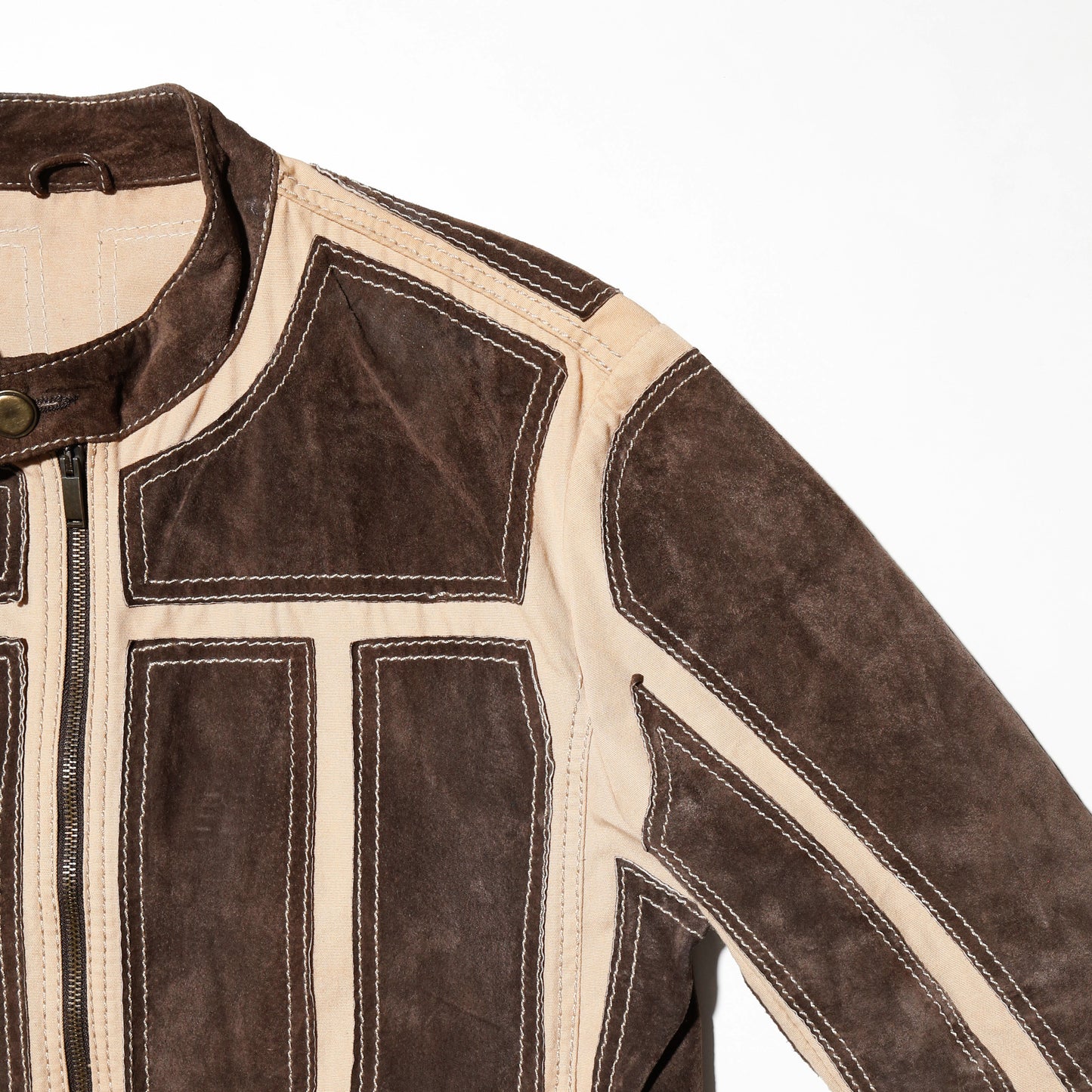 vintage paneled suede motorcycle jacket