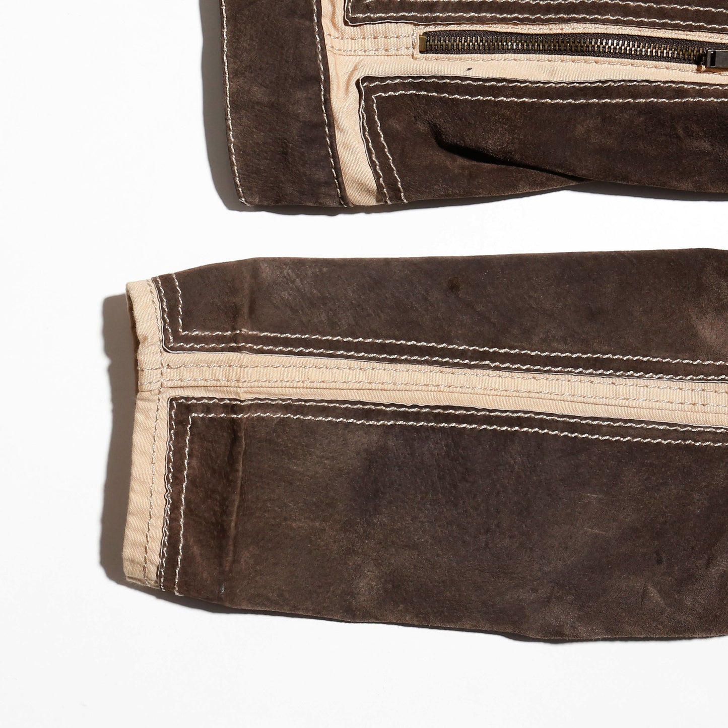 vintage paneled suede motorcycle jacket