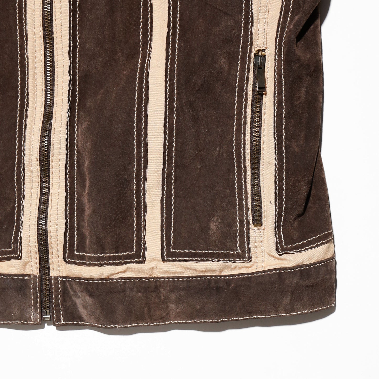 vintage paneled suede motorcycle jacket