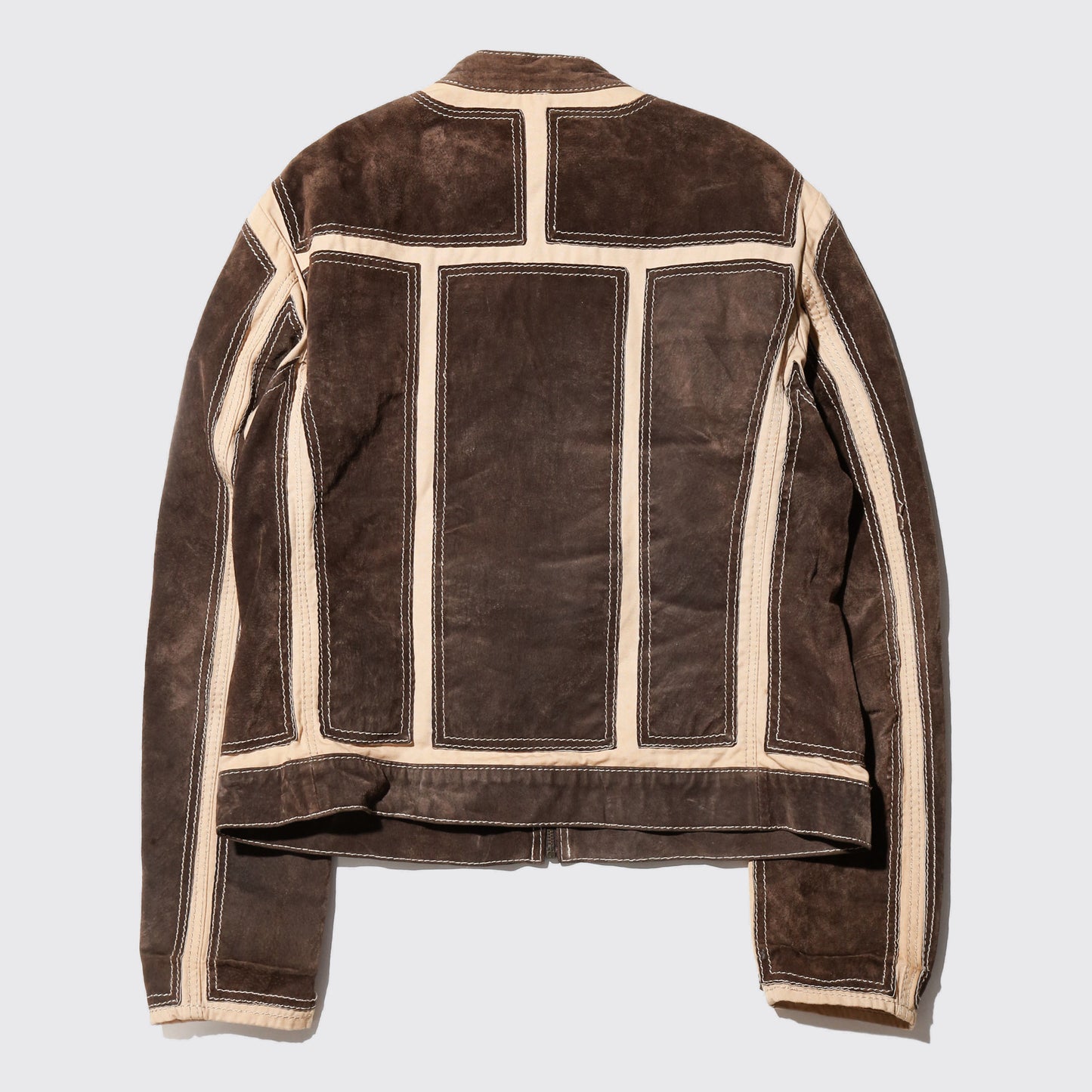 vintage paneled suede motorcycle jacket