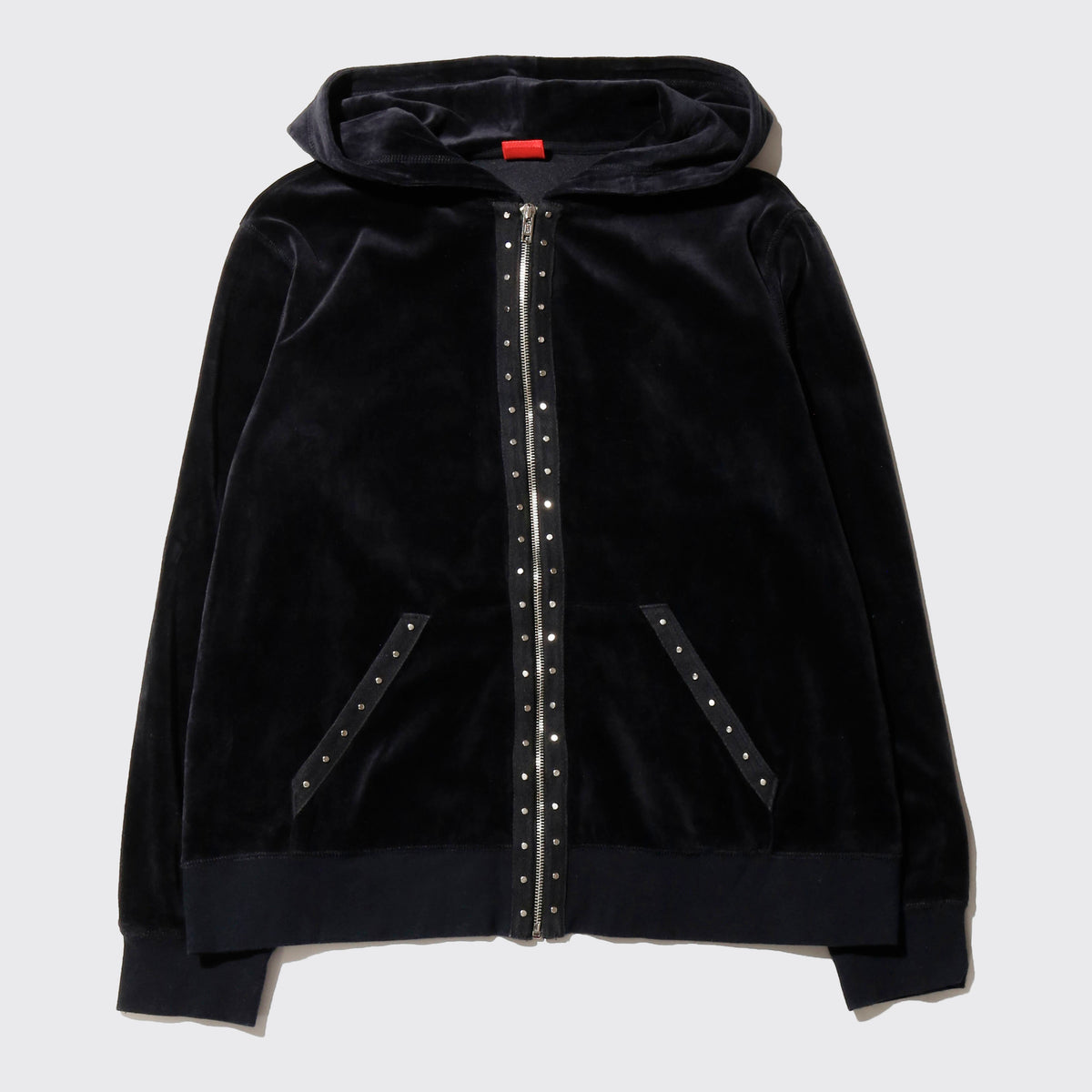 vintage studs piping velour hoodie