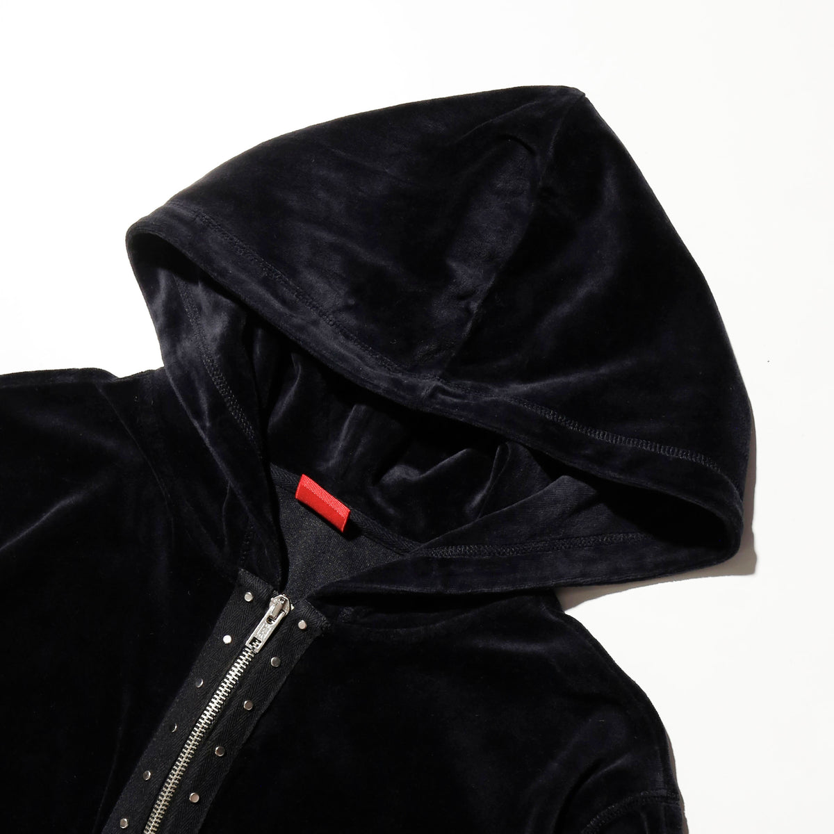 vintage studs piping velour hoodie