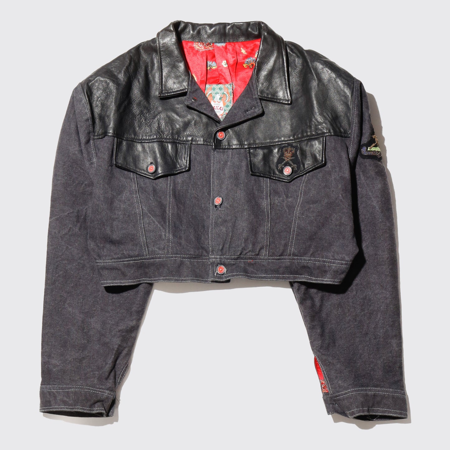 vintage euro hybrid cropped trucker jacket