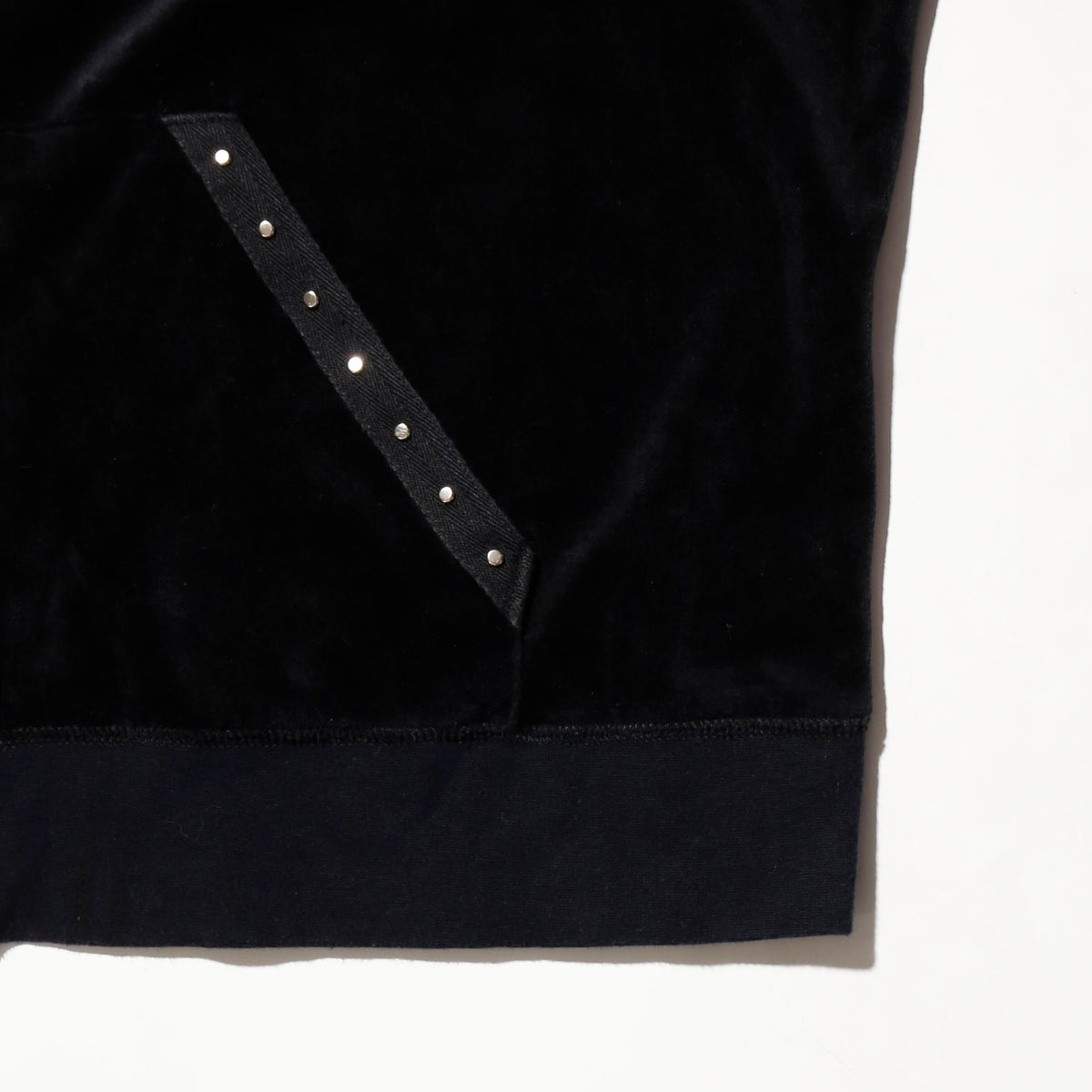 vintage studs piping velour hoodie