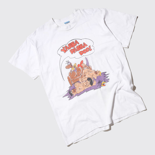vintage 90's "yabba dabba doo!" f*ck t-shirt, parody: The Flintstones