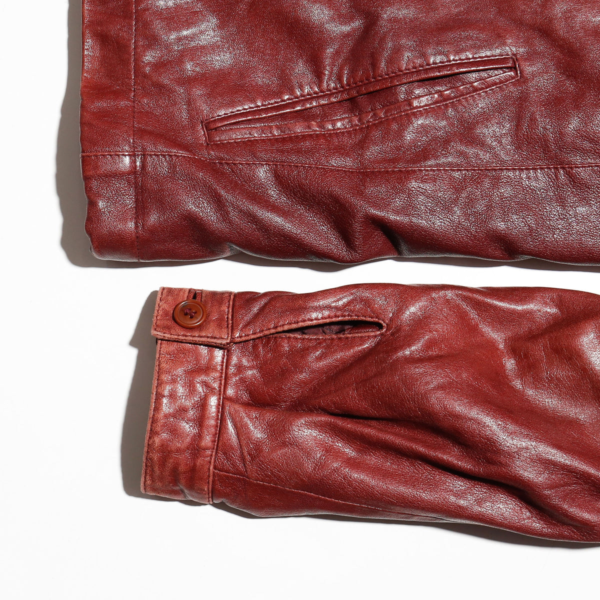 vintage euro switching collar crimson leather jacket