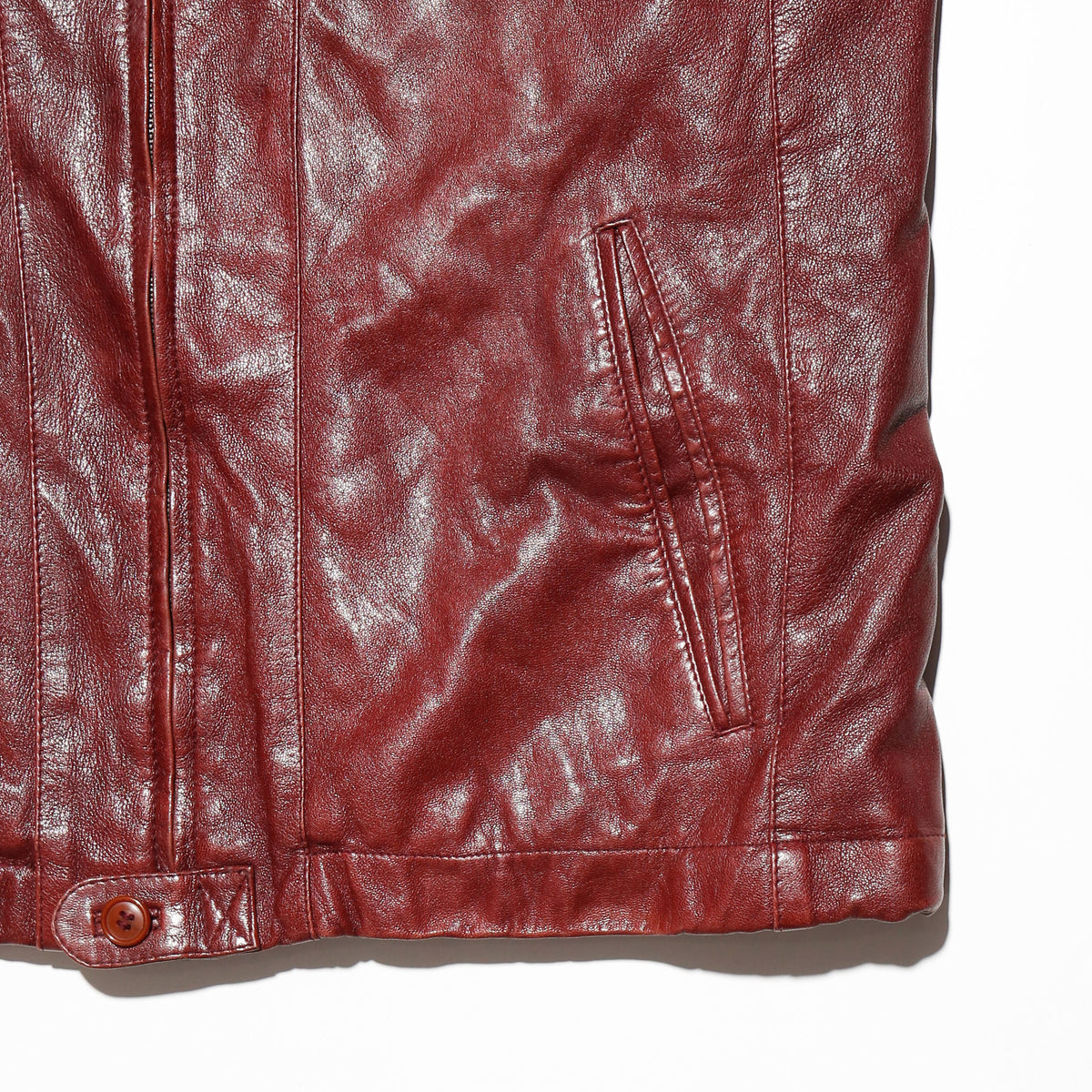 vintage euro switching collar crimson leather jacket
