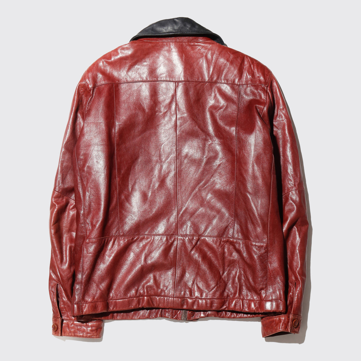 vintage euro switching collar crimson leather jacket
