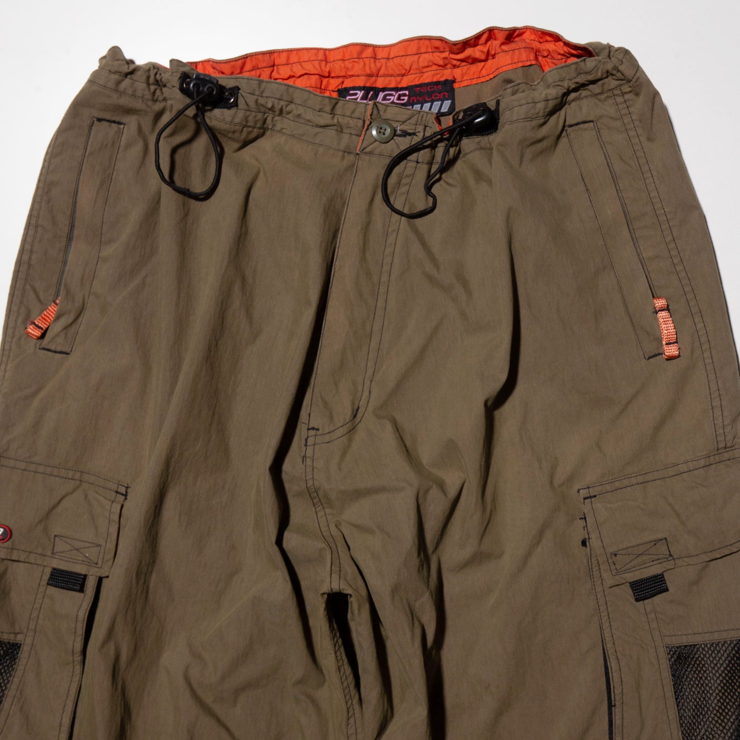 vintage plugg tech nylon cargo trousers , detachable