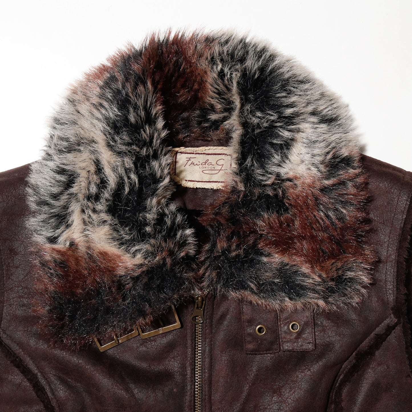 vintage belted faux fur mouton vest