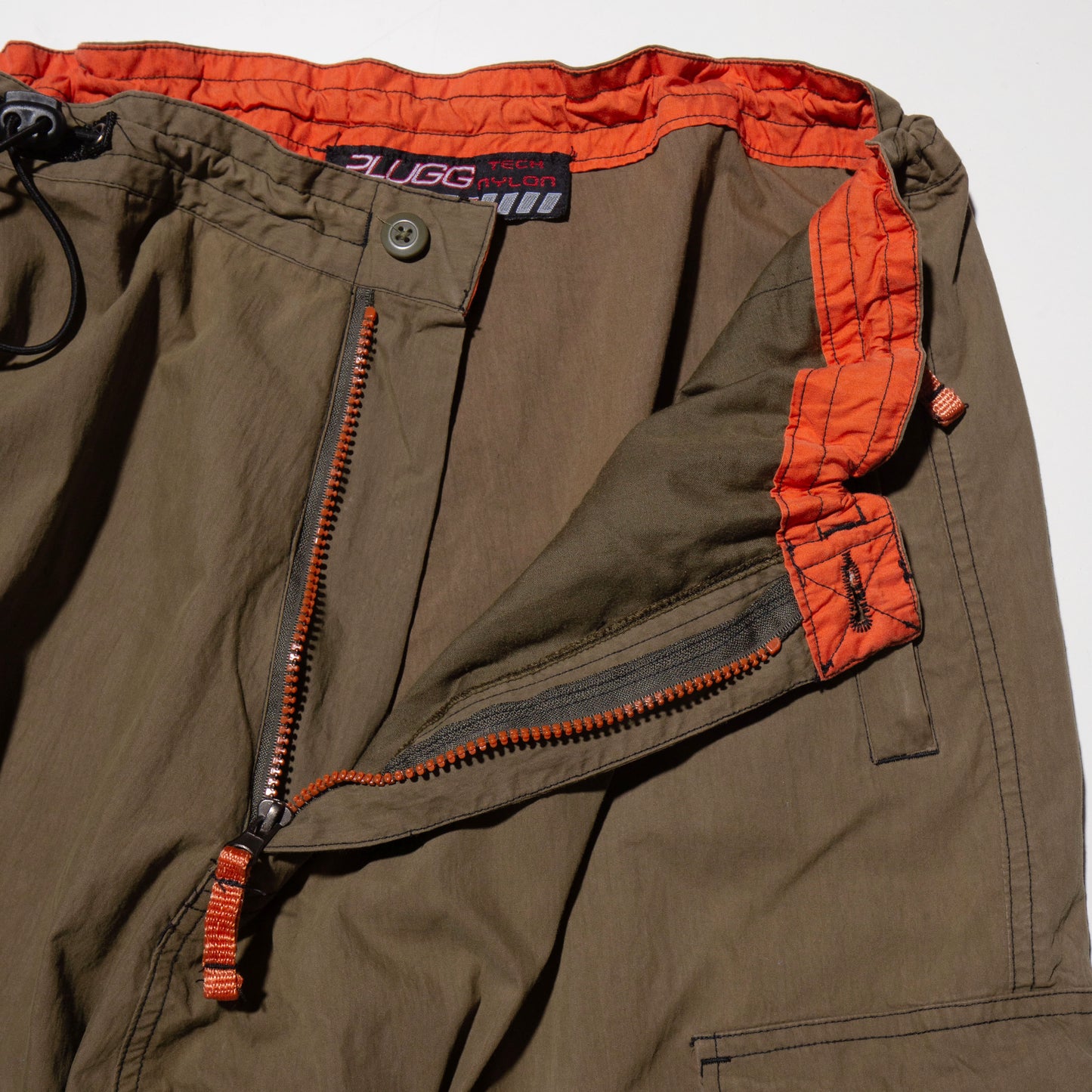 vintage plugg tech nylon cargo trousers , detachable