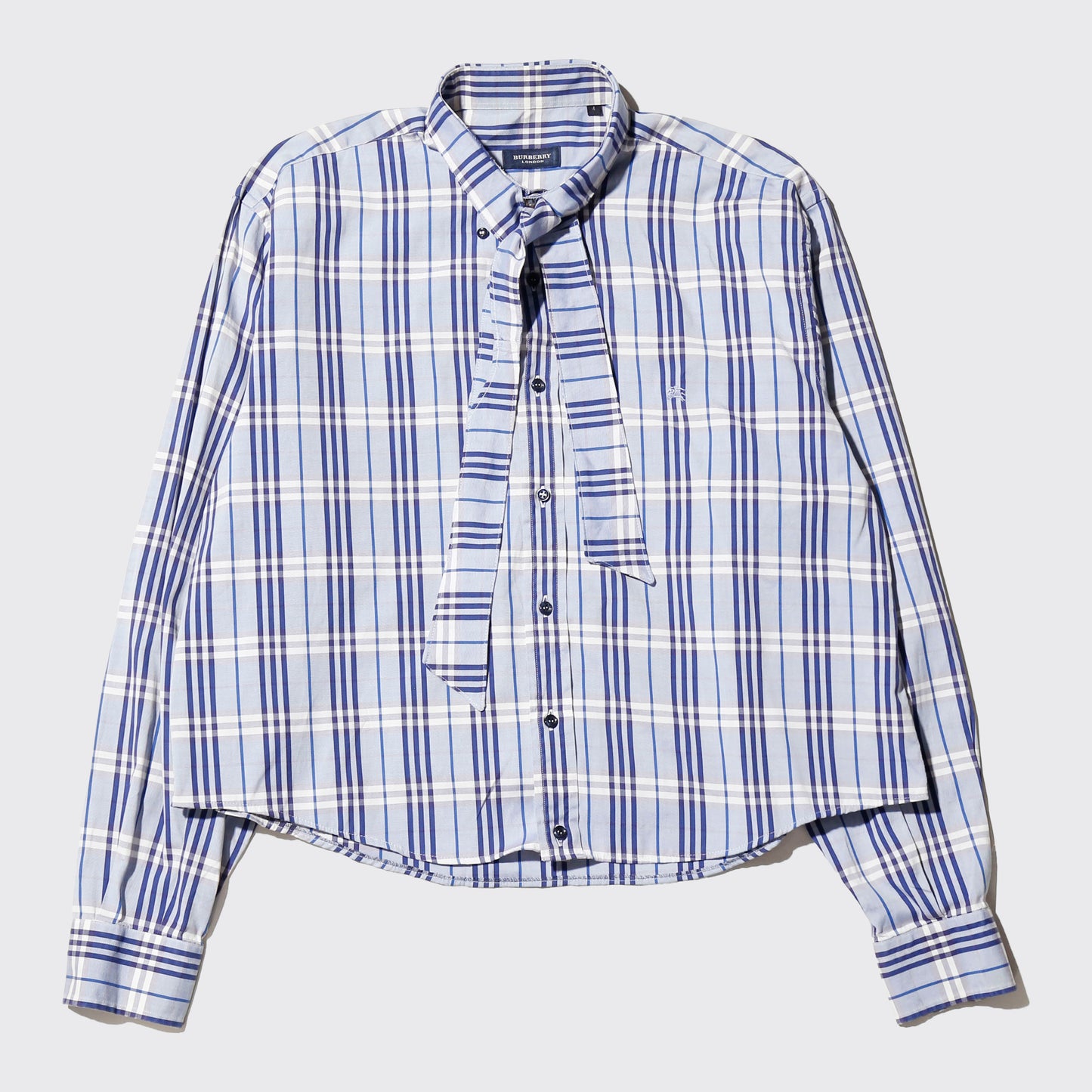 *one-off burberry cropped bowtie check shirt