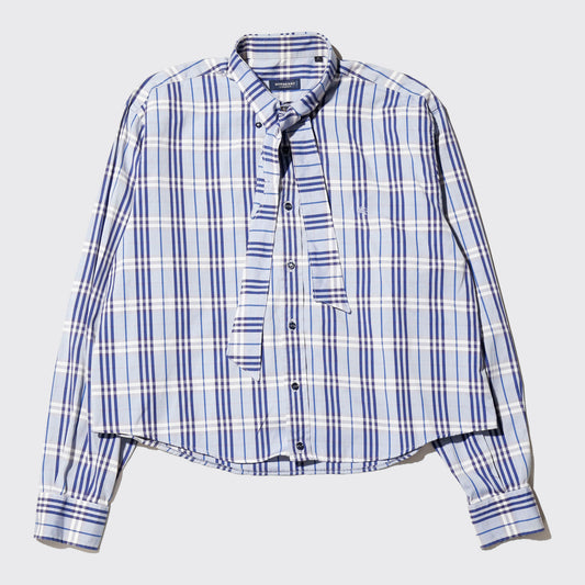 *one-off burberry cropped bowtie check shirt