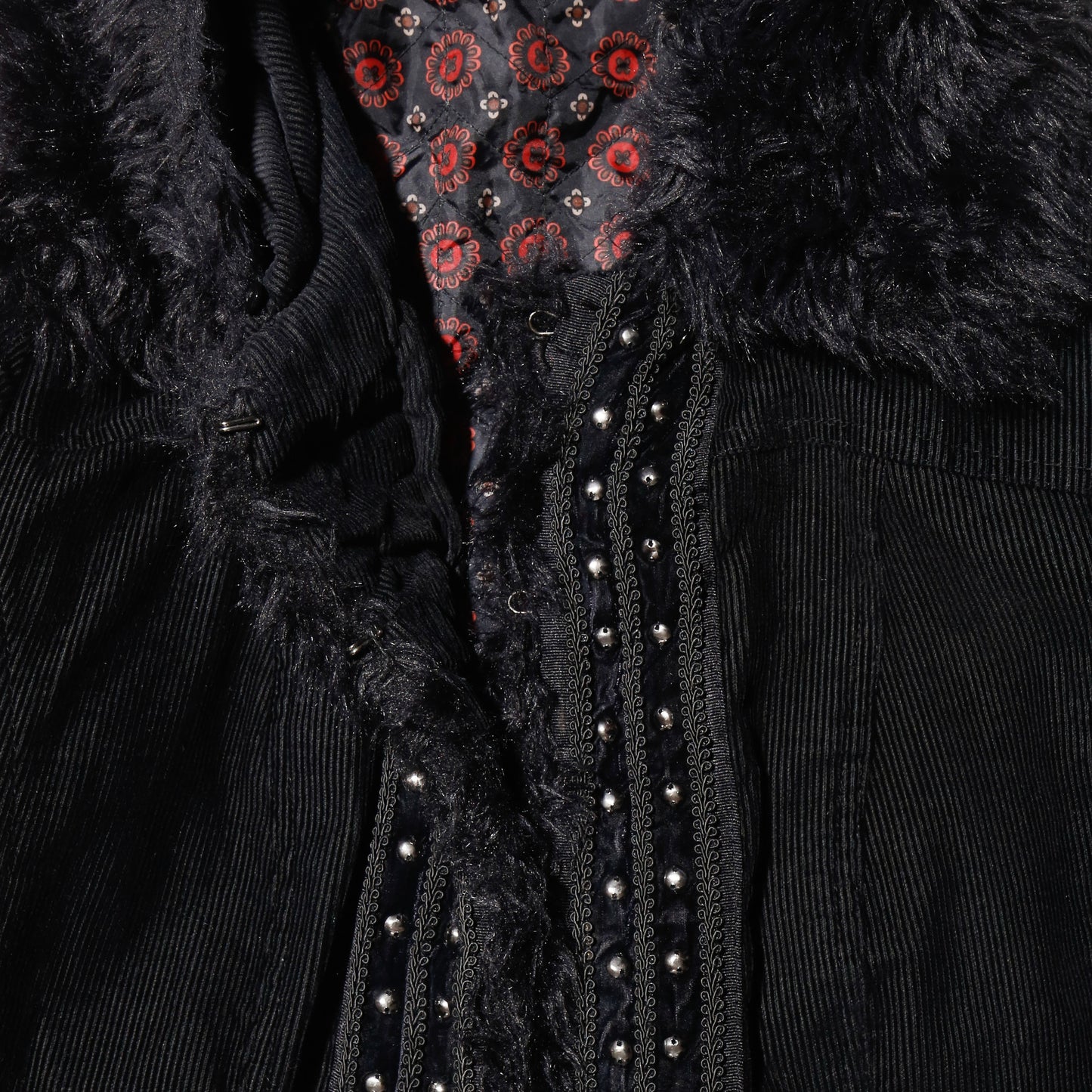 vintage studs fur collar corduroy jacket