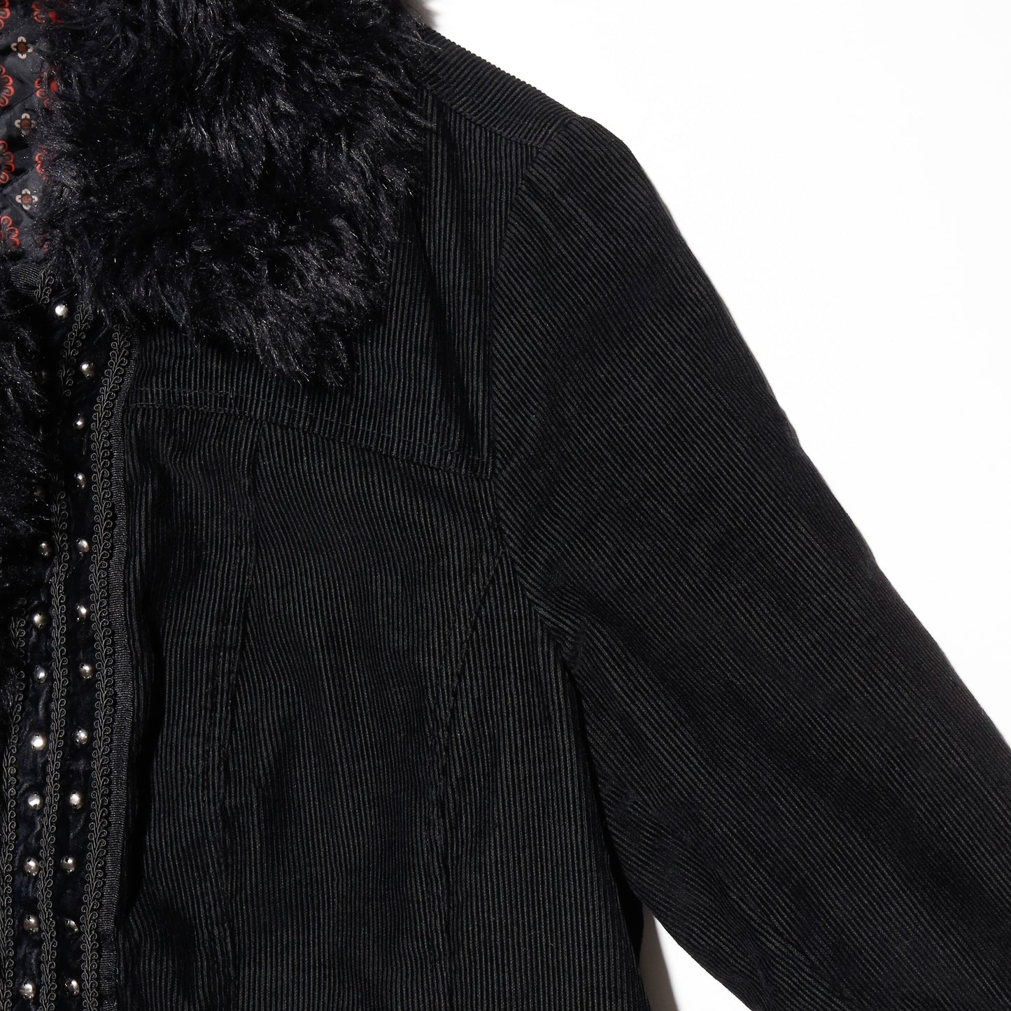 vintage studs fur collar corduroy jacket