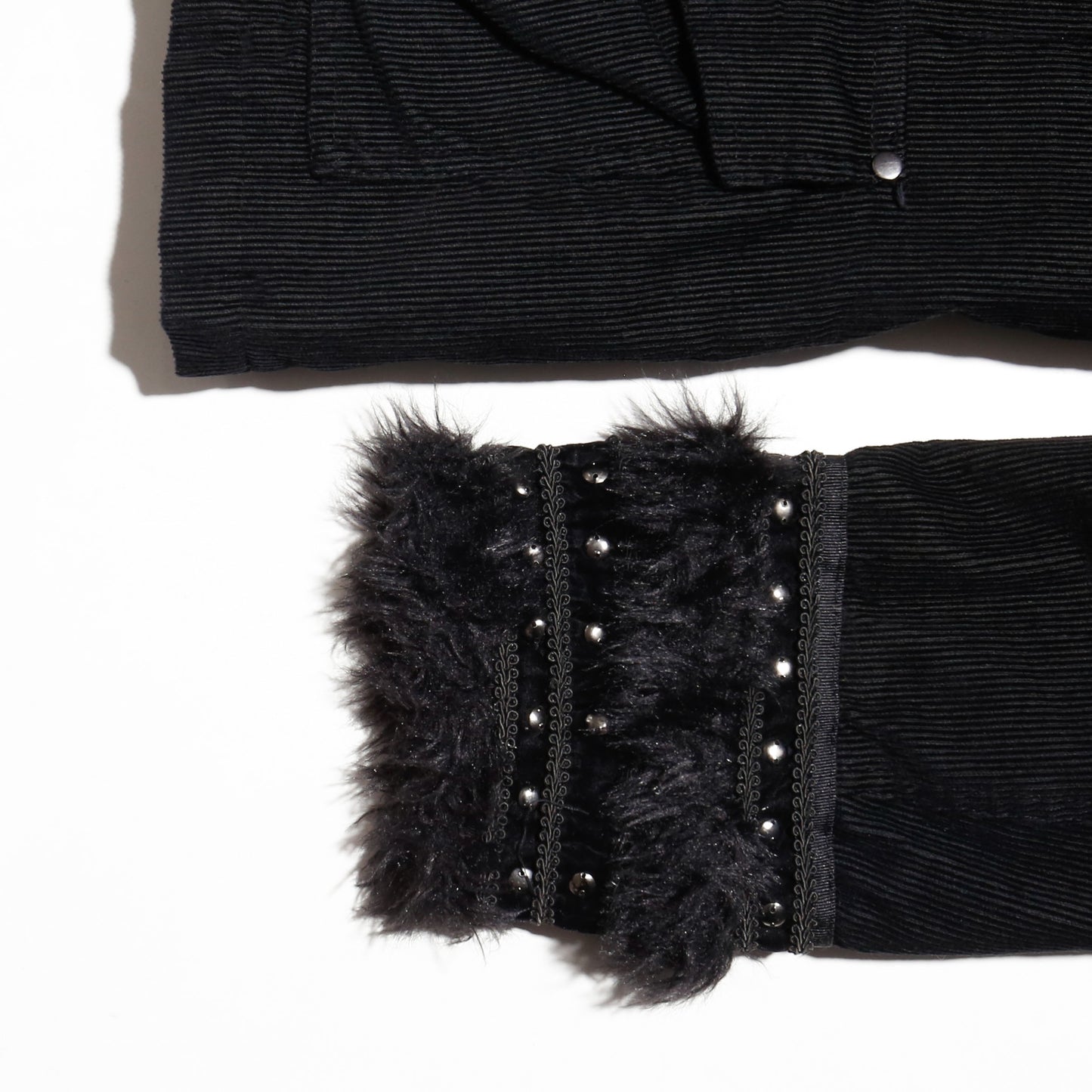 vintage studs fur collar corduroy jacket