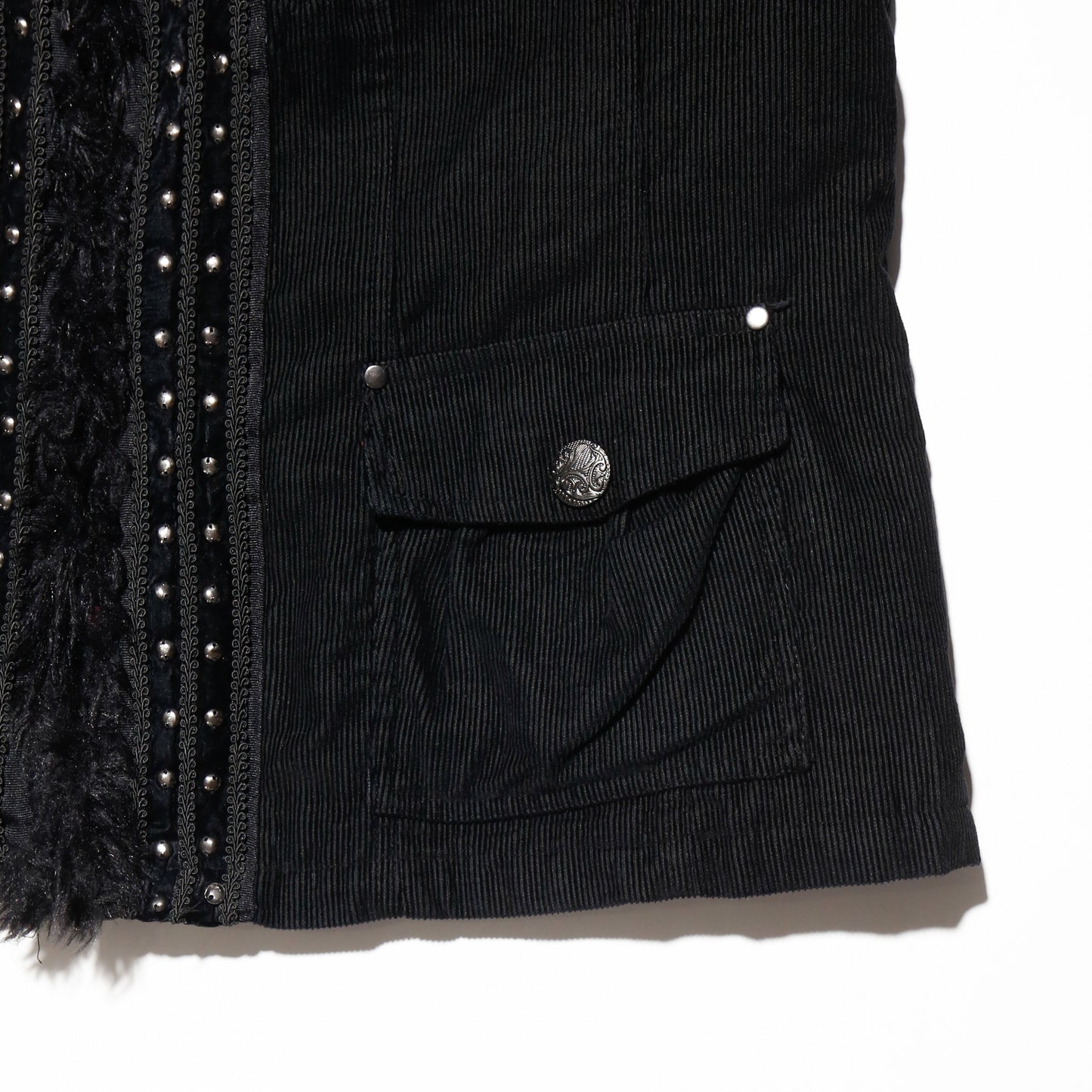 vintage studs fur collar corduroy jacket