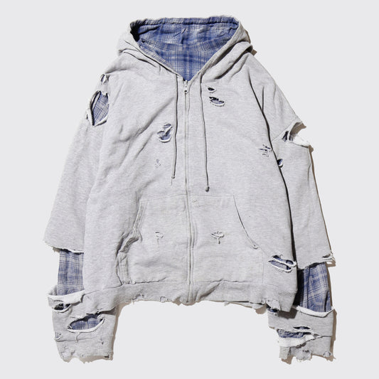 *one-off reversible broken hoodie