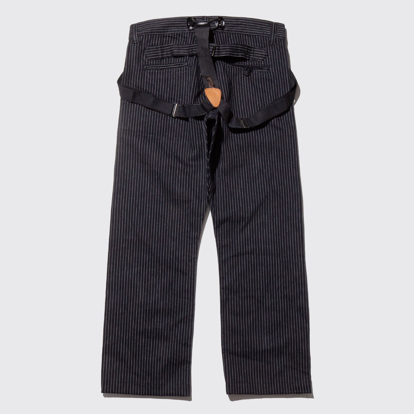 vintage stripe denim work trousers , with suspender