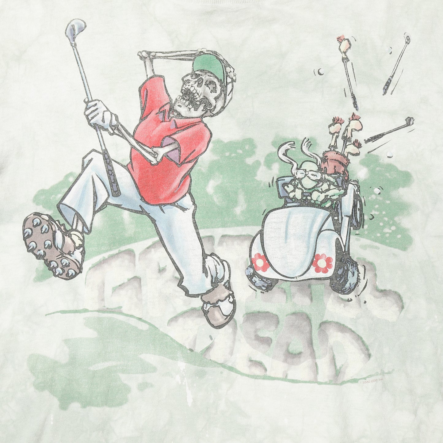 vintage just2000's Grateful Dead golf t-shirt, body-liquid blue