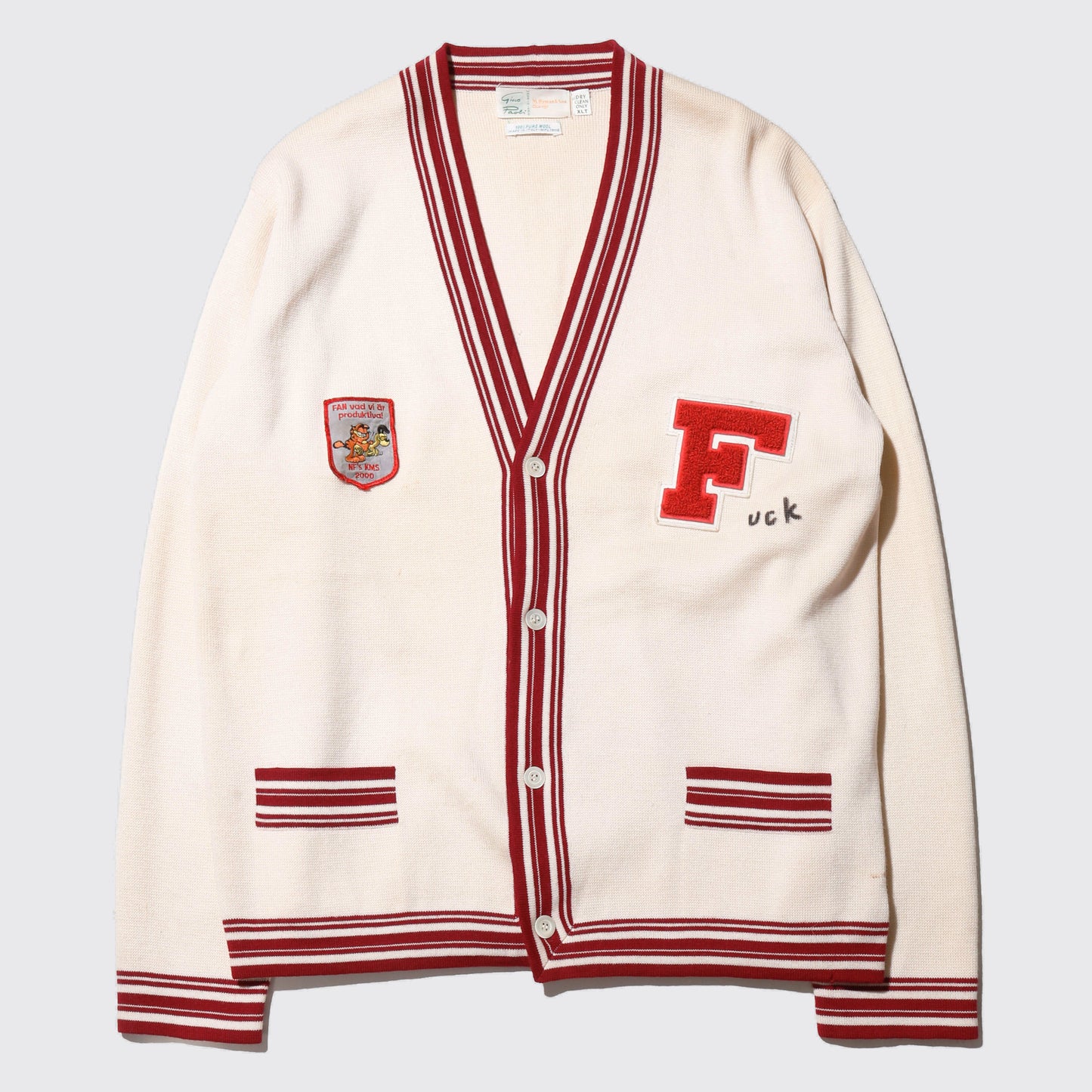 vintage 60's f*ck varsity cardigan