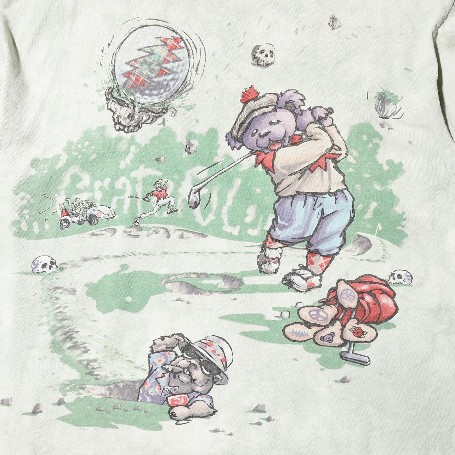 vintage just2000's Grateful Dead golf t-shirt, body-liquid blue